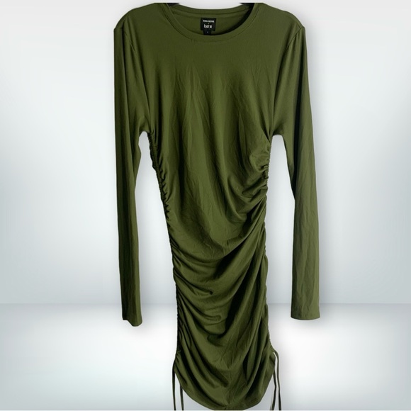 Bar III Dresses & Skirts - NWoT Sofia Richie x Bar III Olive Green Ruched Bodycon Long Sleeve Dress, size L